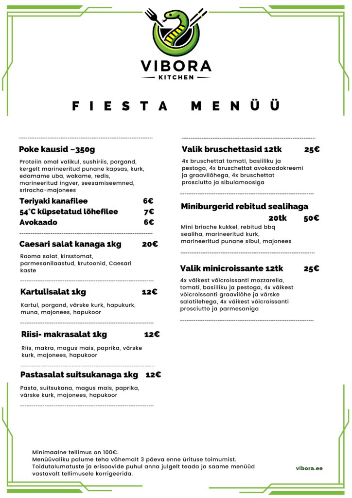 Vibora catering menüü